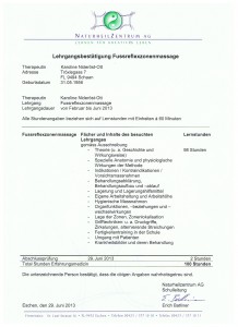 Zertifikat Lehrgangbestaetigung Fussreflexzonenmassage