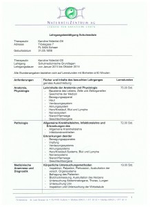 Zertifikat Lehrgangbestaetigung Schulmedizin Teil 1