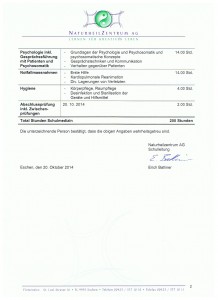 Zertifikat Lehrgangbestaetigung Schulmedizin Teil 2